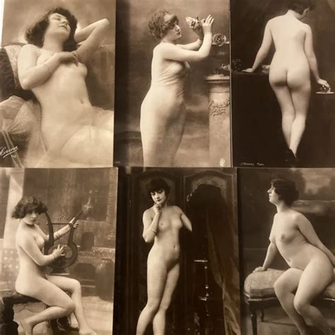 6 X VINTAGE Nude Lady Risque Naked Edwardian French Lady Postcards FREE