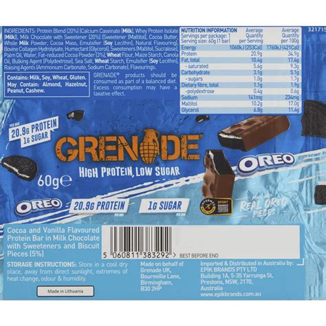 Grenade Oreo Milk Choc High Protein Bar G Woolworths