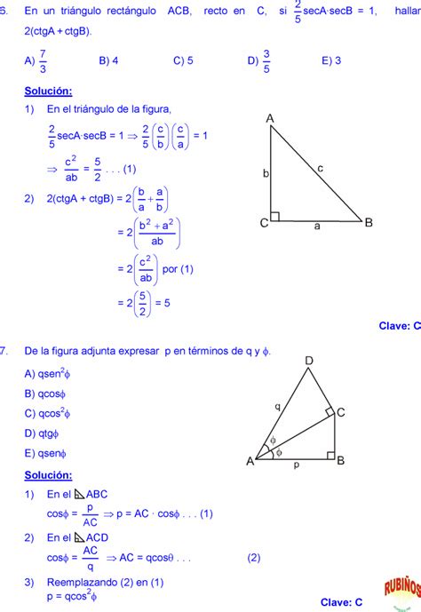 Razones Trigonom Tricas Ejemplos Y Ejercicios Resueltos