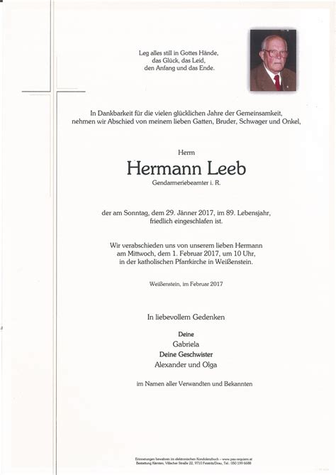 Parte für Hermann Leeb pax requiem