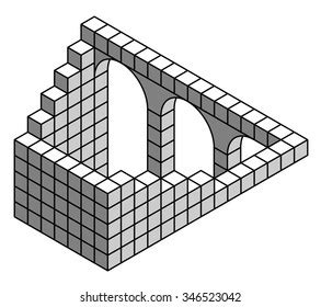 Impossible Geometry Object Optical Illusion Isometric Vector De Stock