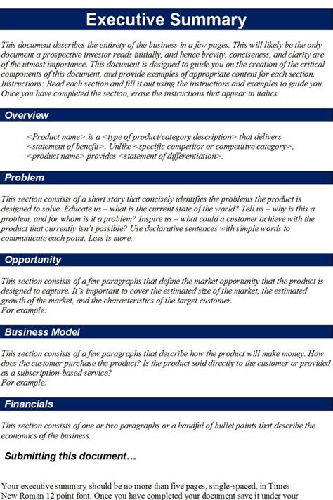 Executive Summary Report Templates Excel Word Template