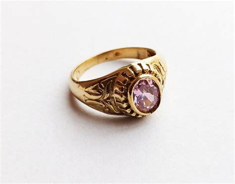 Rose Quartz Gold Plated Vintage Ring Ring For Women Gemstone Etsy