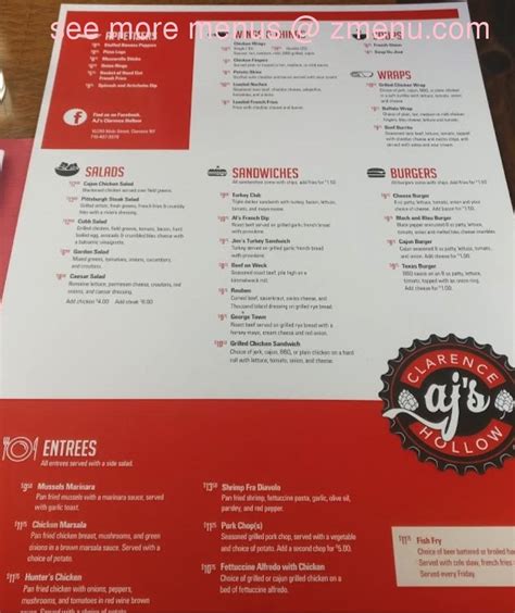 Menu At Aj S Pub Bar Clarence