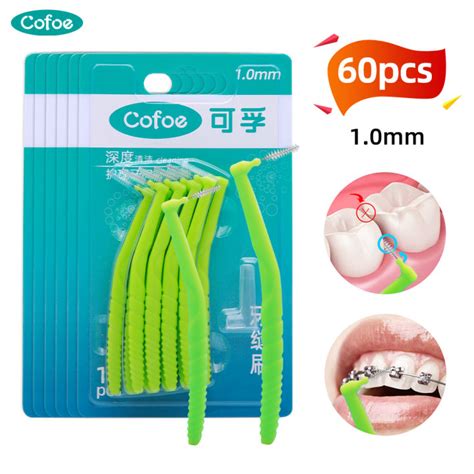 1mm Cofoe 60pcs Interdental Brush Orthodontic Floss Sticks For Brace