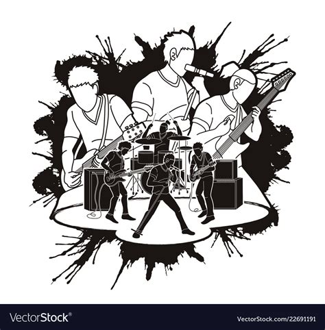 Musician playing music together music band Vector Image