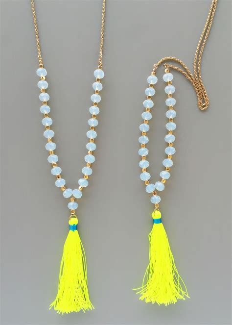 Yellow Neon Beaded Tassel Necklace From Pree Brulee Saved To Jewelry