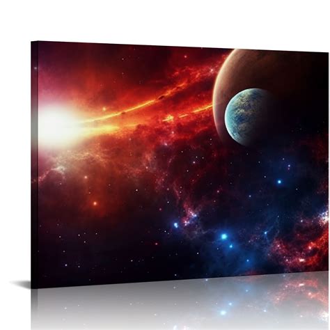 Comio Abstract Space Canvas Wall Art Planets In Outer Space Artwork