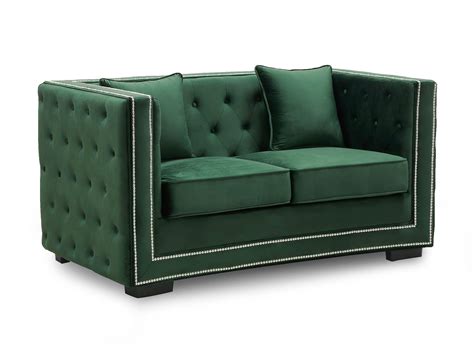 Canape Places Capitonne Chesterfield Design En Velours Vert Cube