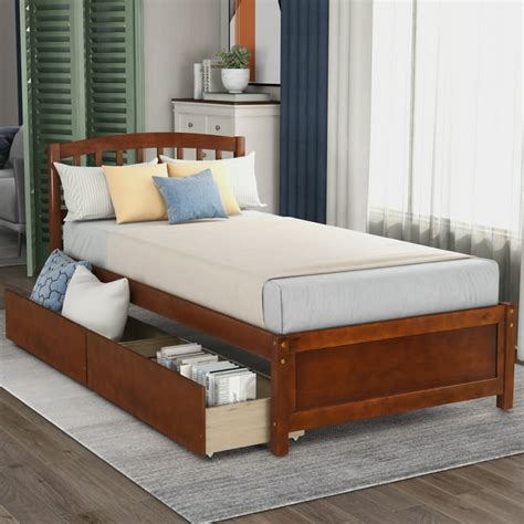 Bellemave Twin Storage Bed Frame Wood Platform Bed With Two Drawers