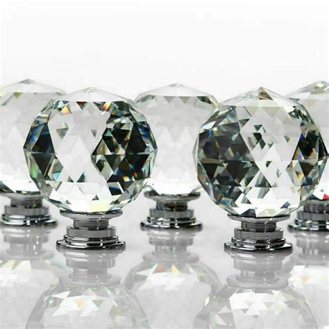 Transparent Round 30mm Crystal Diamond Glass Door Handle Cabinet Drawer