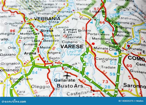 Mapa Geográfico Del País Europeo Italia Con La Ciudad De Varese Imagen