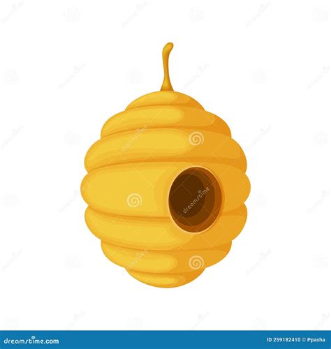 Hive. Yellow Cartoon Honey Bee Hive. A Beehive. Vector Illustration Isolated On A White ...