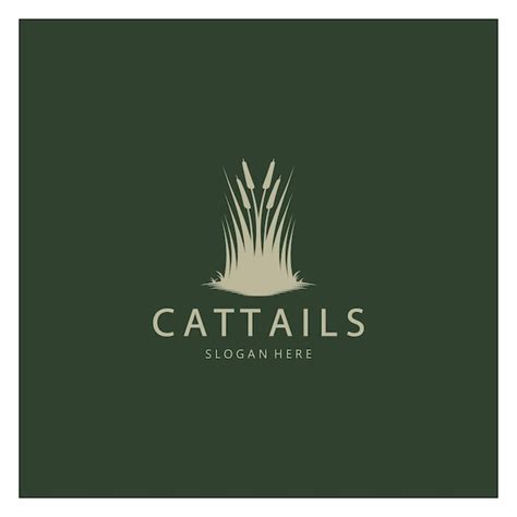 Premium Vector Cattails Or River Reed Grass Plant Logo Design Aquatic Plants Swamp Wild Grass