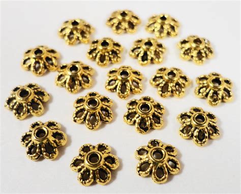 Gold Bead Caps Mm Antique Gold Metal Daisy Flower Bead Cap Etsy