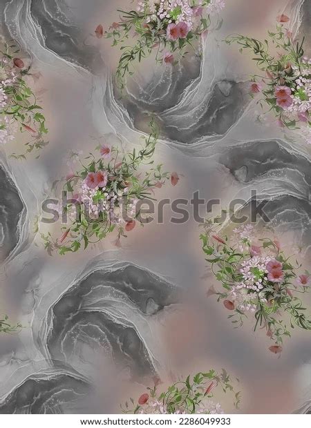 Digital Allover Seamless Flower Design Pattern Stock Illustration