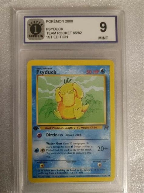 1st Edition Team Rocket Psyduck Psa Cgc Bgs Player 1 Graded 9 Pokemon