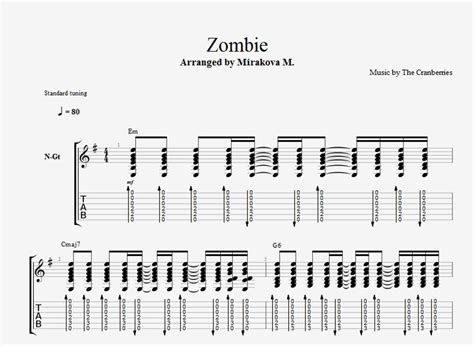 The Cranberries Zombie Tab 1staff By Marina Mirakova