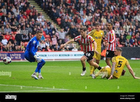 James McAtee 28 Of Sheffield United Has An Effort On Goal During The