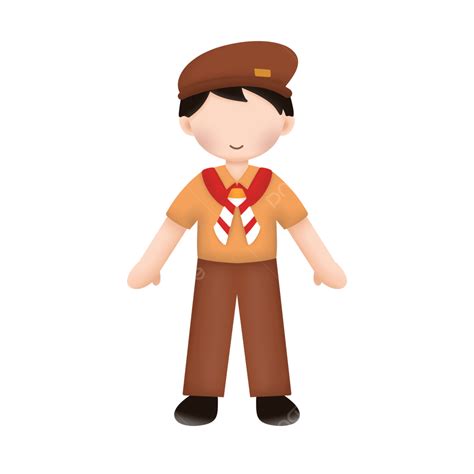 Children Illustration Boy Wear Scout Uniform Children Illustration