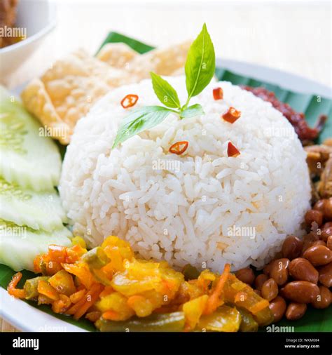 Nasi Lemak Kukus Traditional Malaysian Spicy Rice Dish Served With