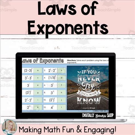 Laws Of Exponents Exponent Rules Self Checking Digital Activity By