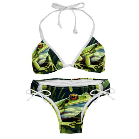 Frog Detachable Sponge Adjustable Strap Bikini Set Two Pack Swimsuit