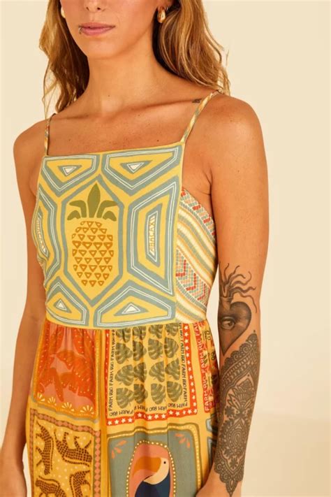 Vestido Cropped Len O Nosso Selo Farm Ouseup Moda Feminina