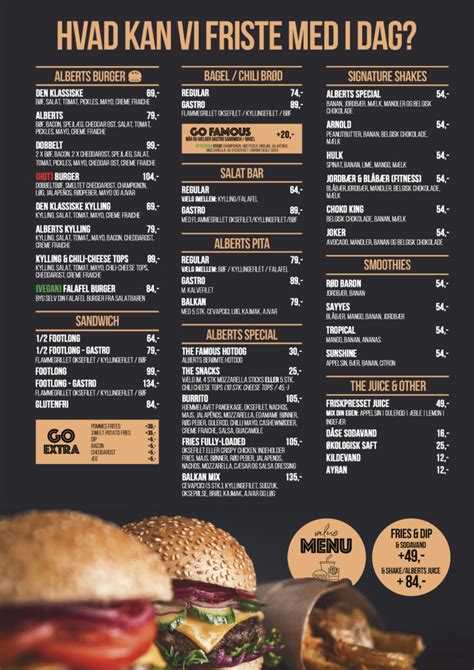 Menu Alberts Burger