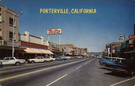 Street Scene Porterville Ca Postcard