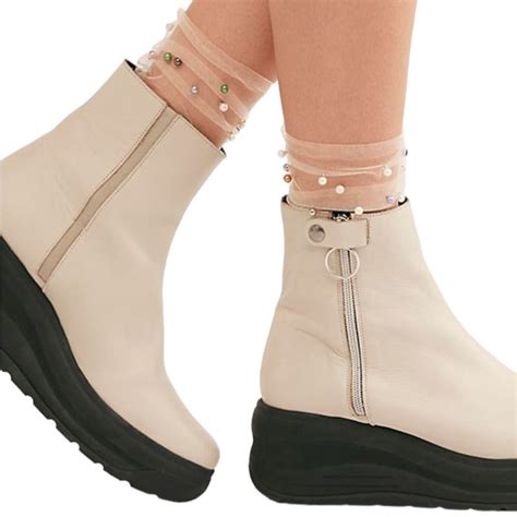 Pastel Pearl Sock Nude High Heel Jungle By Kathryn Eisman Wolf Badger