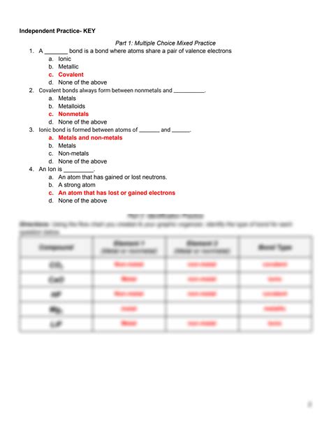 SOLUTION 2 1 Types Of Chemical Bonds Practice Key Studypool