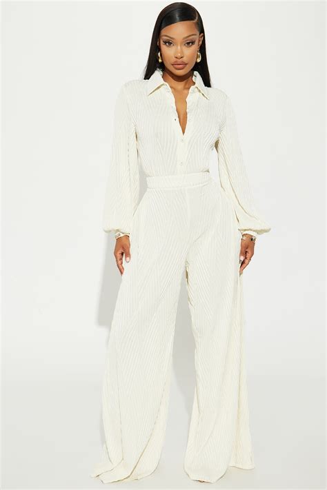 Outside The Lines Jumpsuit Cream Fashion Nova