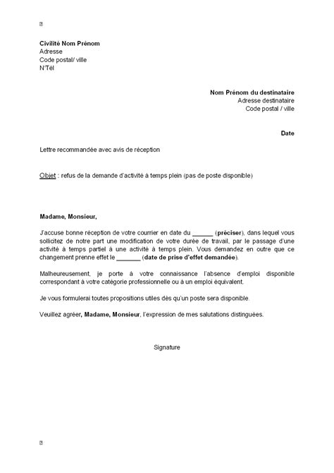 Exemple Gratuit De Lettre Refus Par Employeur Demande Activit Hot Sex