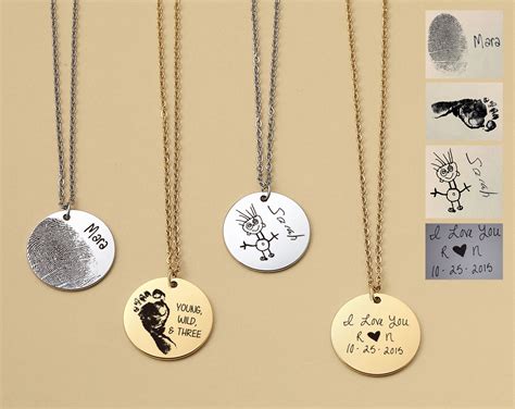 14k Gold Fingerprint Necklace Unique Sympathy Gift In Solid Gold