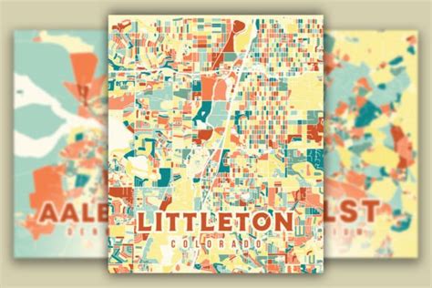 Littleton Colorado Colorful Map Graphic by Poster Boutique · Creative ...