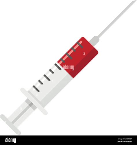 Syringe With Blood Icon Flat Illustration Of Syringe With Blood Vector