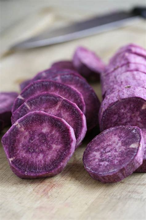 Roasted Purple Sweet Potatoes With Garlic Dipping Sauce Lady Lees Home