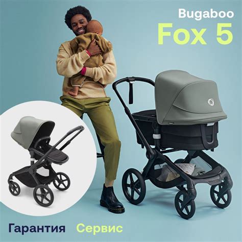 Коляска 2в1 Bugaboo Fox 5 base BLACK/MIDNIGHT BLACK/FOREST GREEN в ...