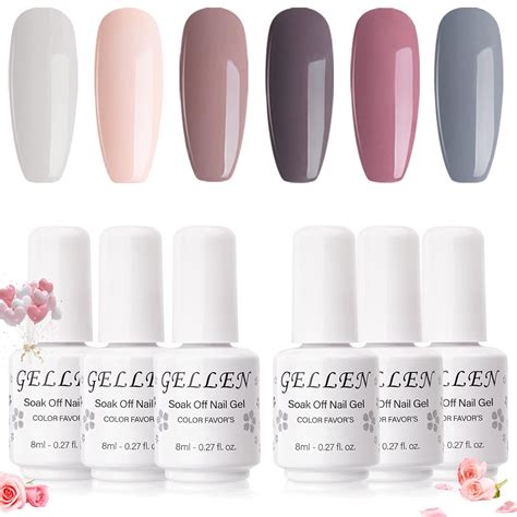 Amazon Gellen Gel Nail Polish Set Colors Nude Gray Gel Nail