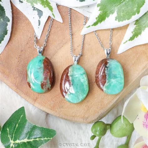 Chrysopraas Hanger Aan Zilveren Oogje Zilver Sterling Ketting