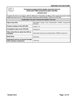 Fillable Online Carboncheck Co F CDM CPA DD Component Project Activity