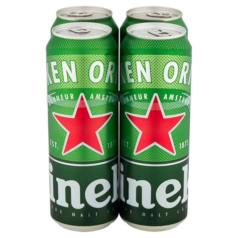 Heineken Lager Beer 4 X 568ml Cans Beer Iceland Foods