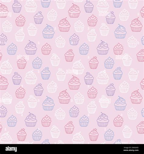 Vector Pastel Pink Muffins Seamless Pattern Background Dessert