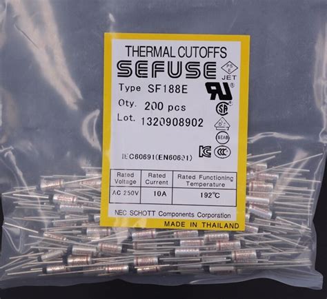 10Pcs SF188E SEFUSE Cutoffs NEC Thermal Fuse 192°C 10A 250V NEW | eBay