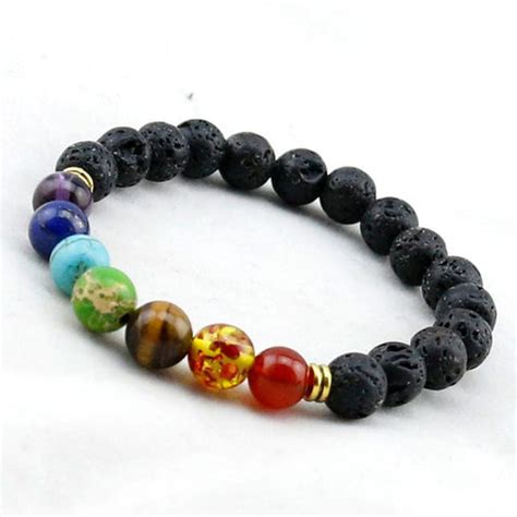 Black Lava & 7 Chakra Stone Aromatherapy Healing Bracelet – zenheavens