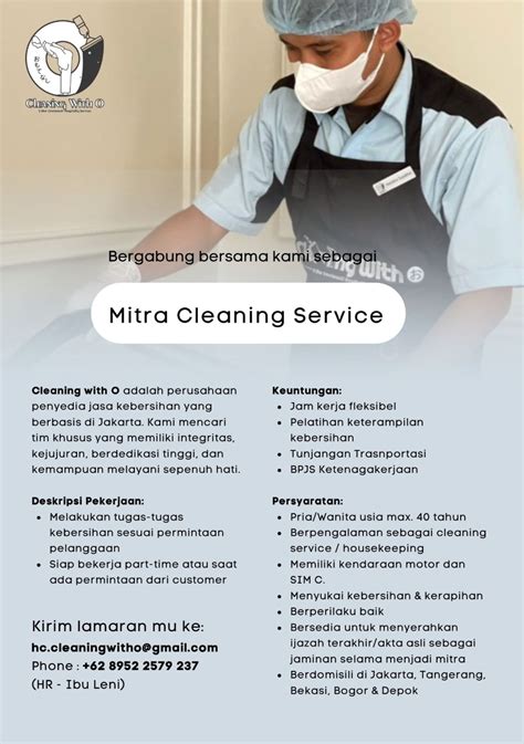 Lowongan Kerja Mitra Cleaning Service Part Time Di Cleaning With O