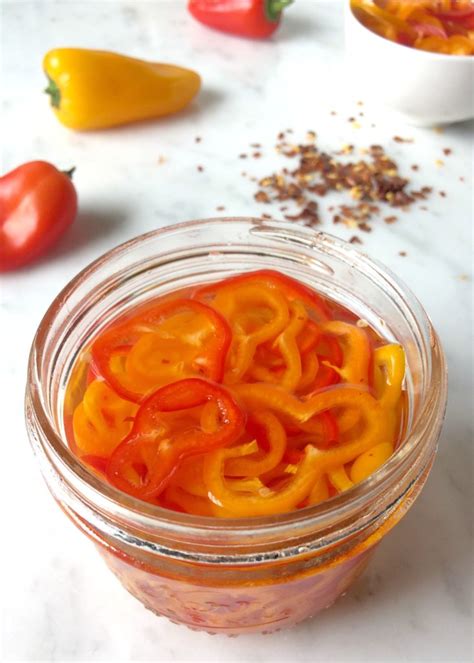 Pickled Sweet and Spicy Mini Peppers - Pickled & Poached