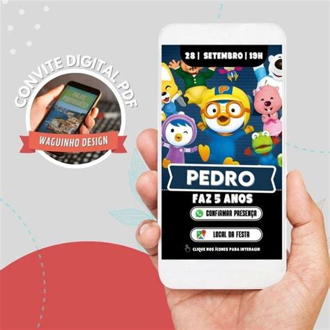 Convite De Aniversario Interativo Pororo Elo7 Blackberry Phone