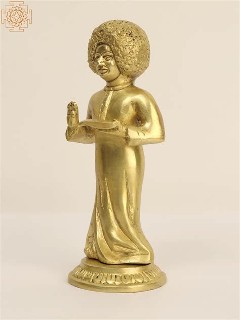 Standing Sathya Sai Baba Brass Statue Exotic India Art